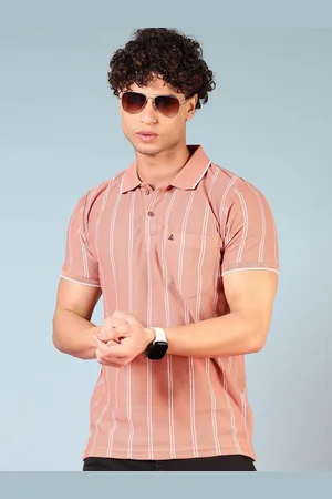 V-Mart Men Striped Polo Collar Cotton T-shirt