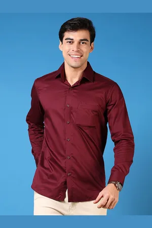V-Mart Men Spread Collar Solid Cotton Casual Shirt