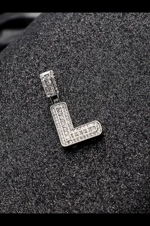 French Accent Silver-Plated Stones Studded L Alphabet Pendant
