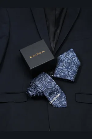 LOUIS STITCH Men Woven Design Silk Necktie Accessory Gift Set