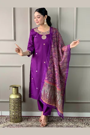 DIVASTRI Women Ethnic Motifs Embroidered Regular Thread Work Kurta with Trousers & With Dupatta