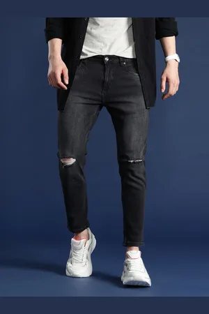 Mast & Harbour Men Slim Tapered Fit Slash Knee Light Fade Stretchable Jeans
