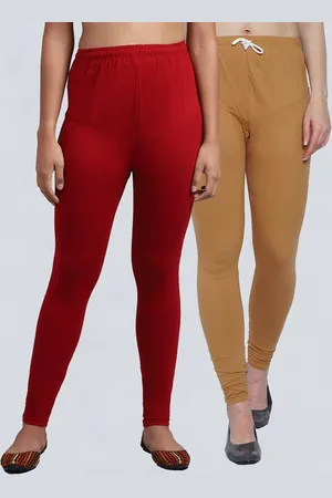 GRACIT Women Pack Of 2 Maroon Solid Churidar-Length Leggings
