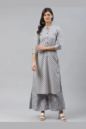 JC4U Ethnic Motif Printed Regular Pure Cotton Straight Kurta with Palazzos