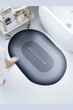 Aura Grey 110 GSM Printed Non-Slip Bath Mat