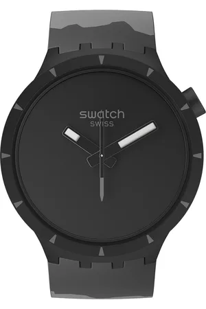 Swatch Unisex Black Solid Dial & Black Straps Analogue Watch SB03B110-Black