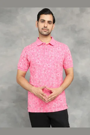 Greenfibre Men Floral Printed Polo Collar Cotton Slim Fit T-shirt