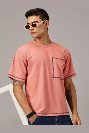 Rodzen Men Solid Round Neck Cotton Relaxed Fit T-shirt