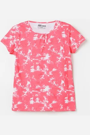 Lifestyle Girls Round Neck Abstract Printed Cotton T-shirt