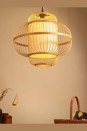 HABERE INDIA Beige Bamboo Pendant Lampshade