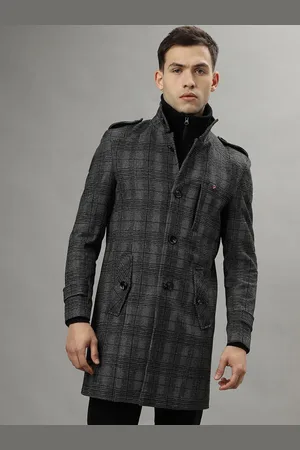 ICONIC Men Checked Single-Breasted Overcoat
