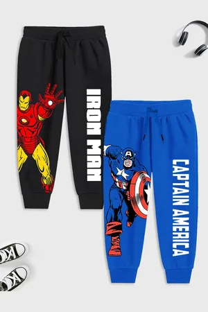Miss and Chief Boys Pack Of 2 Graphic Printed Regular Fit Cotton Joggers