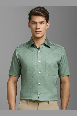 Louis Philippe Men Classic Spread Collar Textured Cotton Formal Shirt