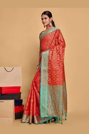 Mimosa Floral Woven Design Zari Art Silk Kanjeevaram Saree