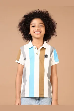 V-Mart Boys Striped Polo Collar Cotton T-shirt
