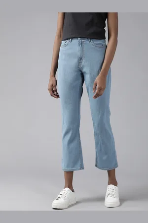 Roadster The Lifestyle Co Women Blue Straight Fit High-Rise Cropped Jeans
