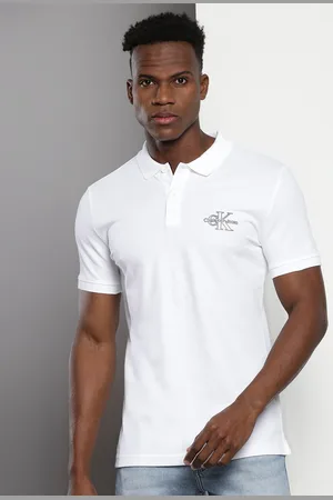 Calvin Klein Brand Logo Printed Cotton Polo Collar Applique Slim Fit Casual T-shirt