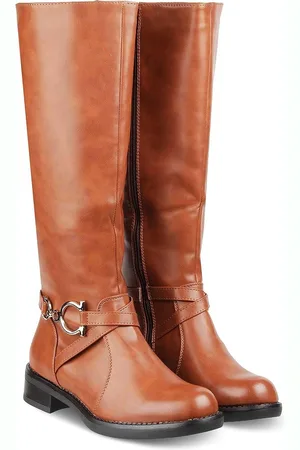 Tresmode The Forsaa Tan Women Round Toe Knee-Length Boots