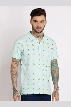 Status Quo Men Printed Polo Collar Cotton T-shirt