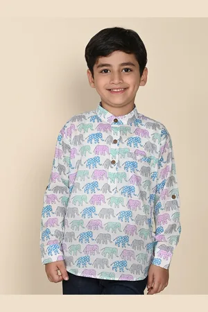 LIL PITAARA Boys Comfort Conversational Printed Cotton Casual Shirt