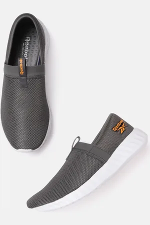 Reebok Men Charcoal Grey Woven Design Ease Slip-On Walking Shoes