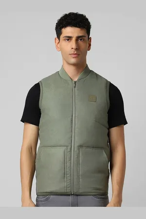 V Dot Men Open Front Jacket with Embroidered