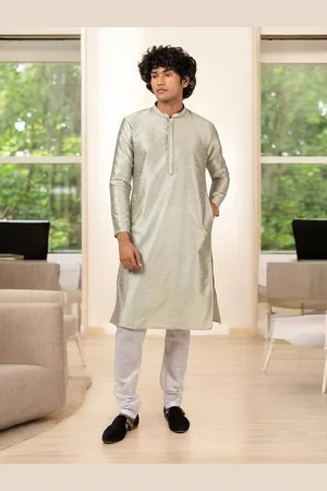 TATTVA Ethnic Motifs Printed Mandarin Collar Jacquard Kurta with Pyjamas