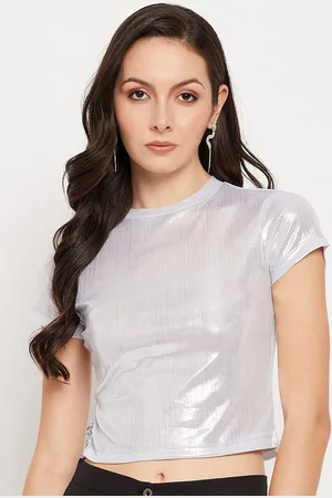 CAMLA Round Neck Short Sleeves Cotton Crop T-shirt
