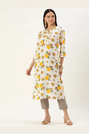 BAPS Floral Printed Gotta Patti Pure Cotton Kurta