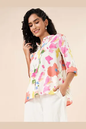 Pantaloons Women Printed Mandarin Collar Tunic
