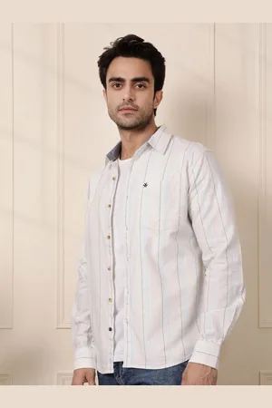 WROGN Men Comfort Fit Spread Collar Vertical Striped Cotton Casual Shirt