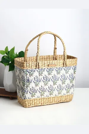 HABERE INDIA Floral Printed Basket Tote Bag