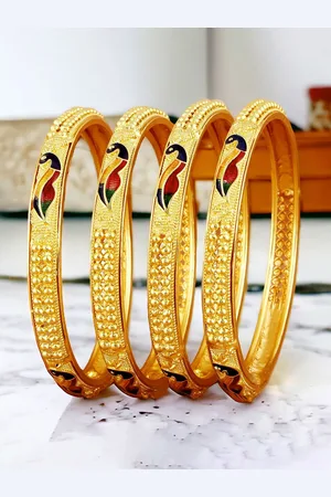 Lucky Jewellery Set Of 4 18K Gold-Plated Meenakari Bangles