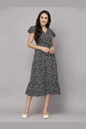 BAESD Women Floral Printed Fit and Flare Midi Dress