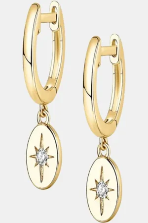 AQUASTREET 14K Gold Plated Star Drops Lightweight Hoops Earrings