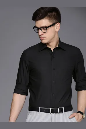 Louis Philippe Men Black Solid Classic Fit Formal Pure Cotton Shirt
