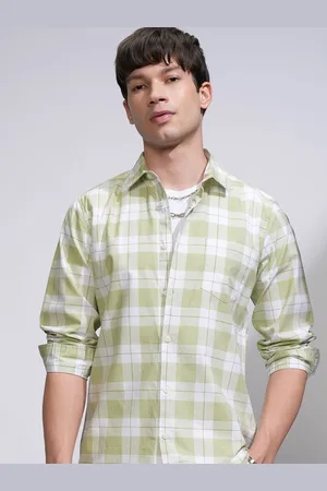 Highlander Men Spread Collar Tartan Checked Cotton Casual Shirt