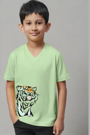 Friskers Boys Graphic Printed V-Neck Pure Cotton T-Shirt