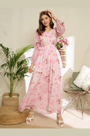 Berrylush Women Floral Print Bishop Sleeve Maxi Dress