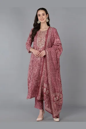 Ahika Bandhani Embroidered Silk Blend Kurta with Trousers & With Dupatta