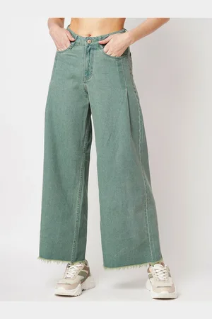 Mast & Harbour Women Flared High-Rise Low Distress Jeans