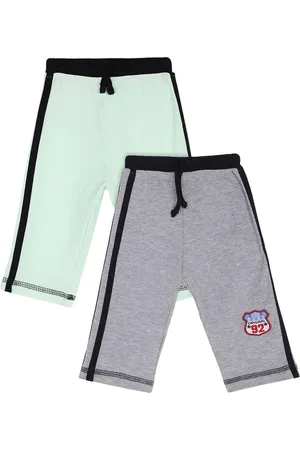 BodyCare Boys Pack of 2 Sea Green & Grey Cotton Track Pants