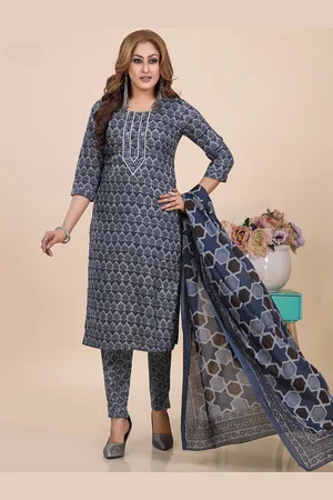 Amchoor Ethnic Motifs Printed Pure Cotton Sequinned Straight Kurta with Trousers & Dupatta