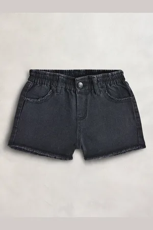Cherry Crumble Girls Black Solid Denim Shorts