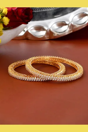 Voylla Set Of 2 Gold-Plated & CZ-Studded Bangle