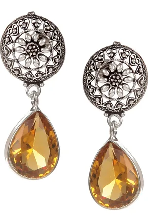 Bamboo Tree Jewels Yellow Floral Drop Earrings