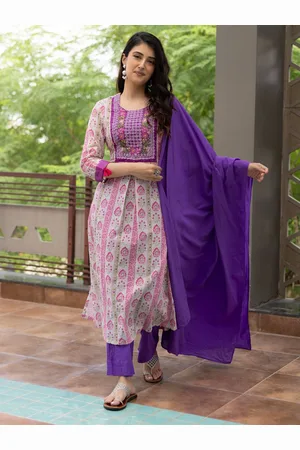 Ambraee Floral Printed Kurta With Trousers & Dupatta