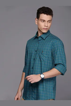 Louis Philippe Pure Cotton Slim Fit Checked Casual Shirt