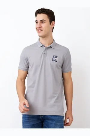 SPYKAR Men Graphic Printed Polo Collar Cotton Slim Fit T-shirt