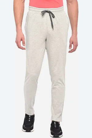 JADE BLUE Men Grey Melange Solid Pure Cotton Regular Fit Track Pants